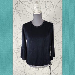 Monari Italia Navy Knit Bell Sleeve Top